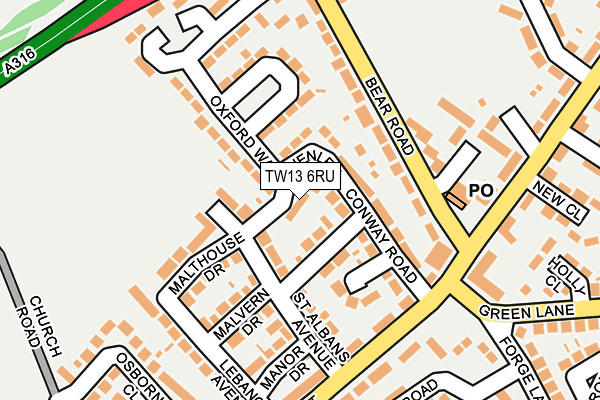 TW13 6RU map - OS OpenMap – Local (Ordnance Survey)
