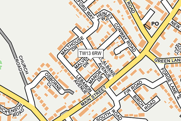 TW13 6RW map - OS OpenMap – Local (Ordnance Survey)