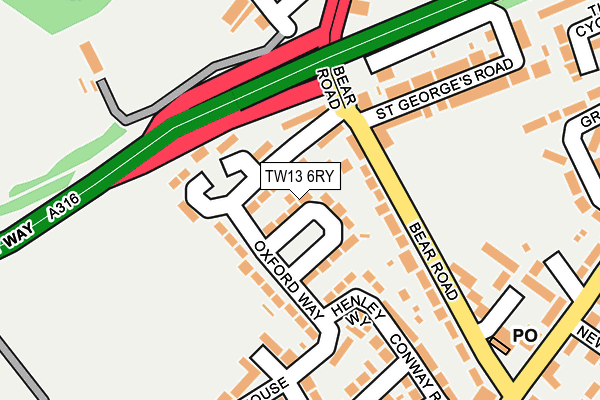 TW13 6RY map - OS OpenMap – Local (Ordnance Survey)