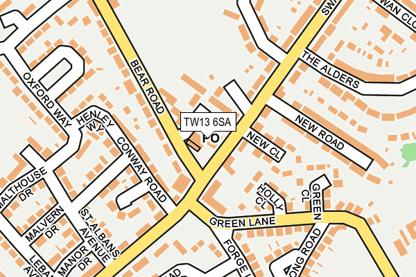 TW13 6SA map - OS OpenMap – Local (Ordnance Survey)