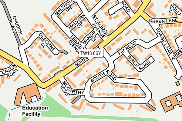 TW13 6SY map - OS OpenMap – Local (Ordnance Survey)