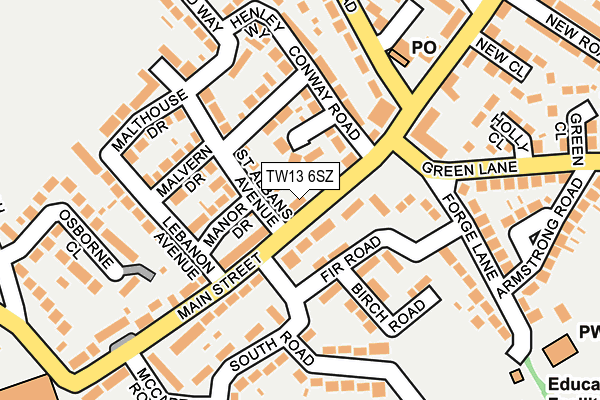 TW13 6SZ map - OS OpenMap – Local (Ordnance Survey)