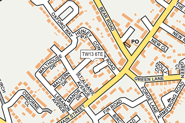 TW13 6TE map - OS OpenMap – Local (Ordnance Survey)