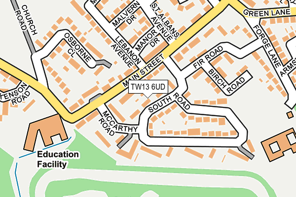 TW13 6UD map - OS OpenMap – Local (Ordnance Survey)