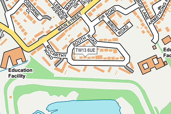 TW13 6UE map - OS OpenMap – Local (Ordnance Survey)