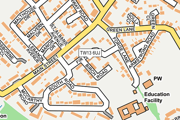 TW13 6UJ map - OS OpenMap – Local (Ordnance Survey)