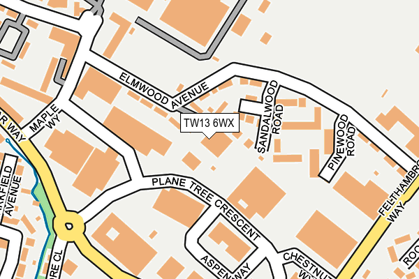 TW13 6WX map - OS OpenMap – Local (Ordnance Survey)