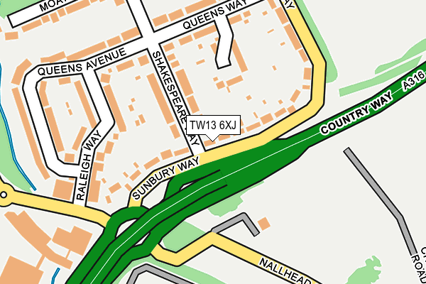 TW13 6XJ map - OS OpenMap – Local (Ordnance Survey)