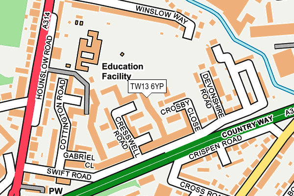 TW13 6YP map - OS OpenMap – Local (Ordnance Survey)
