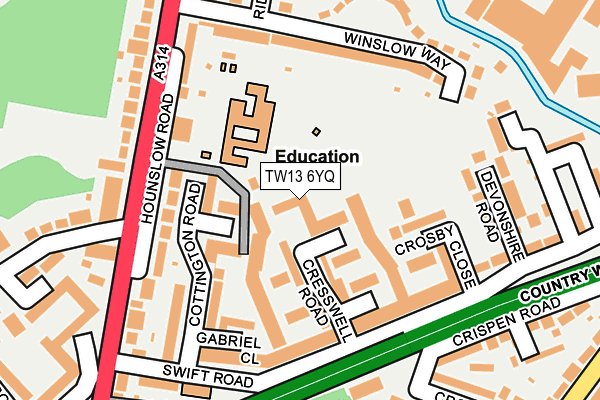 TW13 6YQ map - OS OpenMap – Local (Ordnance Survey)