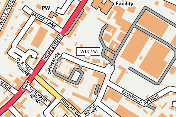 TW13 7AA map - OS OpenMap – Local (Ordnance Survey)