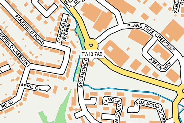 TW13 7AB map - OS OpenMap – Local (Ordnance Survey)