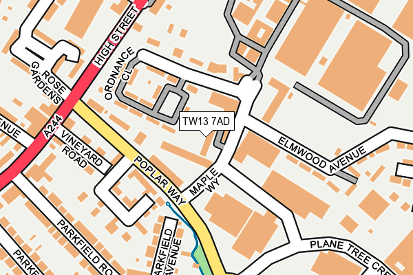 TW13 7AD map - OS OpenMap – Local (Ordnance Survey)