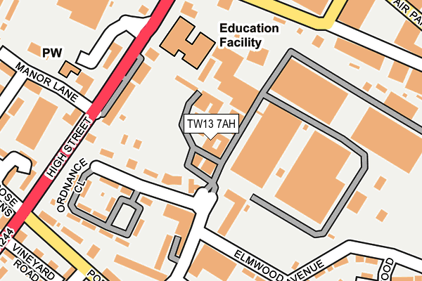 TW13 7AH map - OS OpenMap – Local (Ordnance Survey)