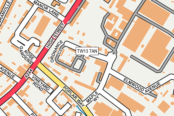 TW13 7AN map - OS OpenMap – Local (Ordnance Survey)