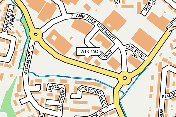 TW13 7AQ map - OS OpenMap – Local (Ordnance Survey)