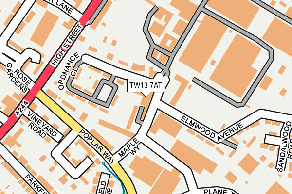 TW13 7AT map - OS OpenMap – Local (Ordnance Survey)