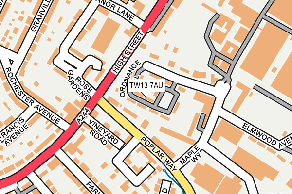 TW13 7AU map - OS OpenMap – Local (Ordnance Survey)