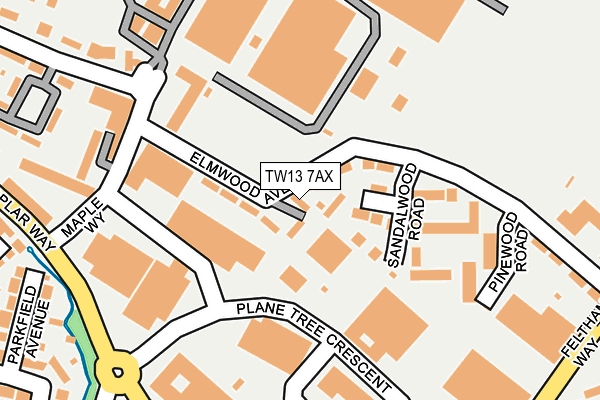 TW13 7AX map - OS OpenMap – Local (Ordnance Survey)