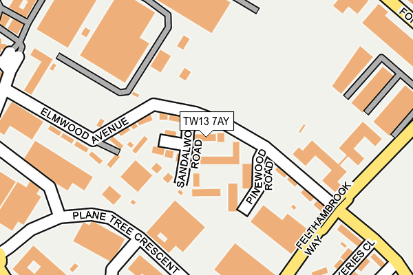 TW13 7AY map - OS OpenMap – Local (Ordnance Survey)