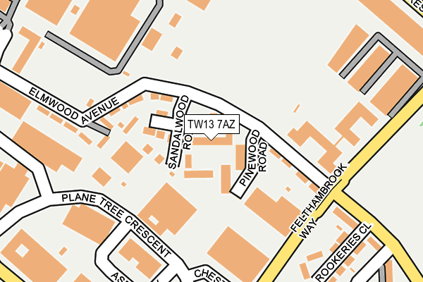 TW13 7AZ map - OS OpenMap – Local (Ordnance Survey)
