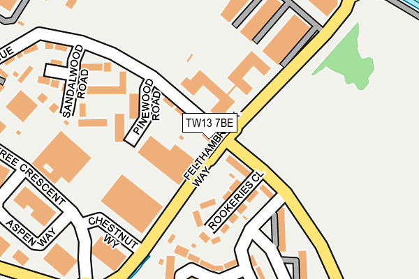 TW13 7BE map - OS OpenMap – Local (Ordnance Survey)