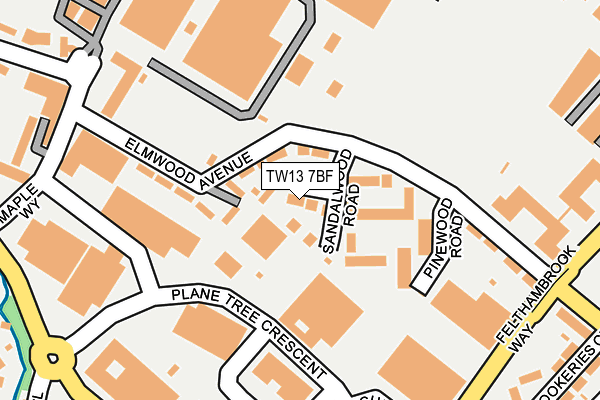TW13 7BF map - OS OpenMap – Local (Ordnance Survey)
