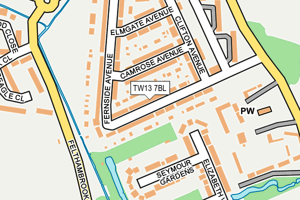 TW13 7BL map - OS OpenMap – Local (Ordnance Survey)
