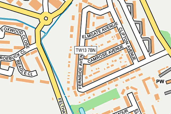 TW13 7BN map - OS OpenMap – Local (Ordnance Survey)