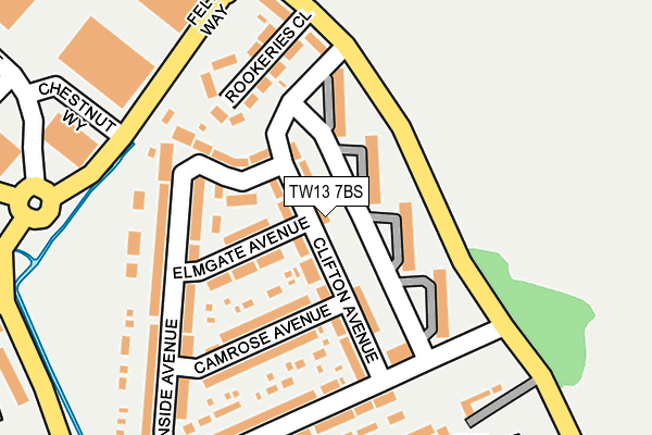 TW13 7BS map - OS OpenMap – Local (Ordnance Survey)