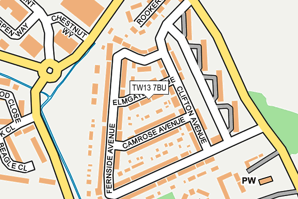 TW13 7BU map - OS OpenMap – Local (Ordnance Survey)