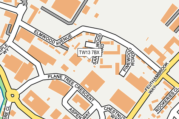 TW13 7BX map - OS OpenMap – Local (Ordnance Survey)