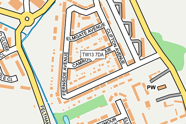 TW13 7DA map - OS OpenMap – Local (Ordnance Survey)