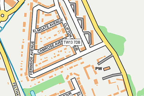 TW13 7DB map - OS OpenMap – Local (Ordnance Survey)