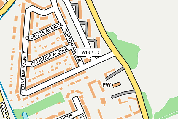TW13 7DD map - OS OpenMap – Local (Ordnance Survey)