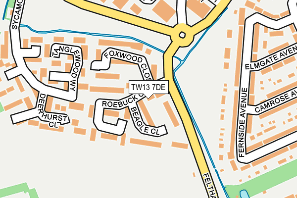 TW13 7DE map - OS OpenMap – Local (Ordnance Survey)