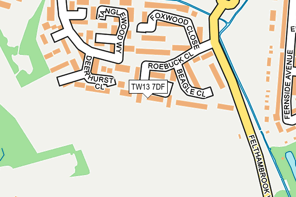 TW13 7DF map - OS OpenMap – Local (Ordnance Survey)