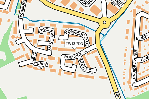 TW13 7DN map - OS OpenMap – Local (Ordnance Survey)