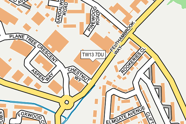 TW13 7DU map - OS OpenMap – Local (Ordnance Survey)