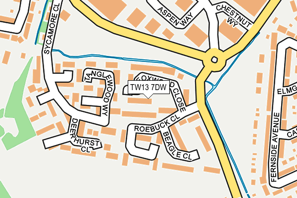 TW13 7DW map - OS OpenMap – Local (Ordnance Survey)
