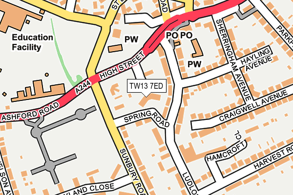 TW13 7ED map - OS OpenMap – Local (Ordnance Survey)