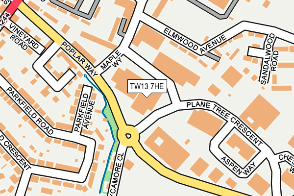 TW13 7HE map - OS OpenMap – Local (Ordnance Survey)