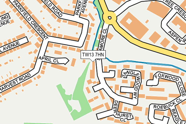 TW13 7HN map - OS OpenMap – Local (Ordnance Survey)