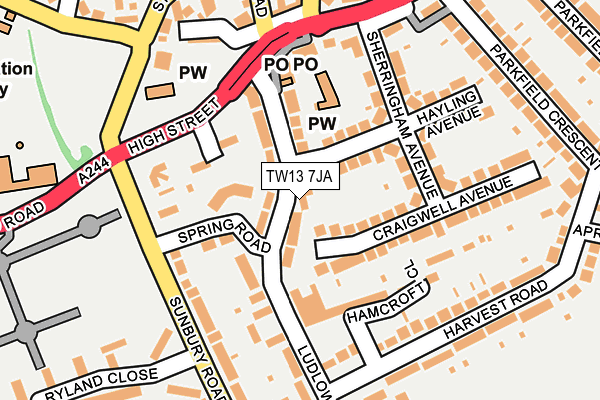 TW13 7JA map - OS OpenMap – Local (Ordnance Survey)
