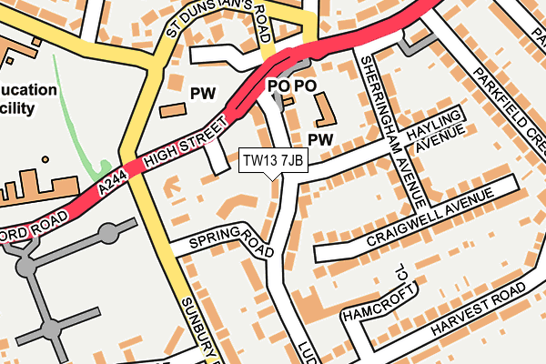 TW13 7JB map - OS OpenMap – Local (Ordnance Survey)
