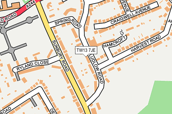 TW13 7JE map - OS OpenMap – Local (Ordnance Survey)