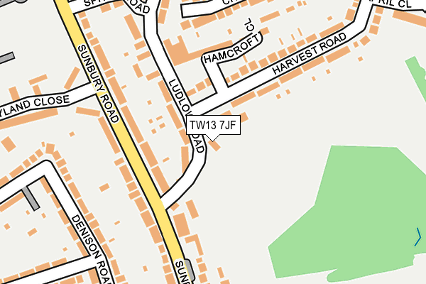 TW13 7JF map - OS OpenMap – Local (Ordnance Survey)