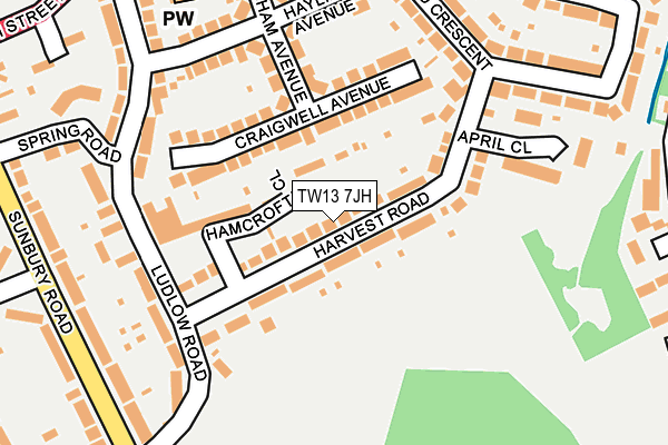 TW13 7JH map - OS OpenMap – Local (Ordnance Survey)