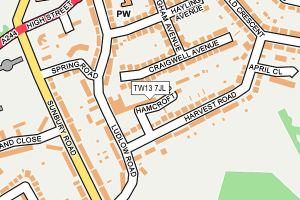TW13 7JL map - OS OpenMap – Local (Ordnance Survey)