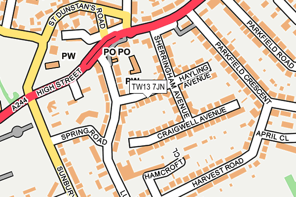 TW13 7JN map - OS OpenMap – Local (Ordnance Survey)